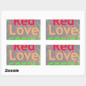 STICKER RECTANGULAIRE LOVE RED GOLDEN VERT (Feuille)