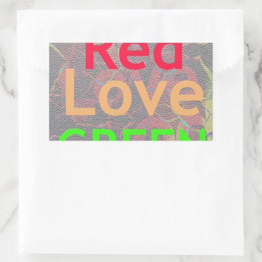 STICKER RECTANGULAIRE LOVE RED GOLDEN VERT (Sac)