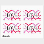 Sticker Rectangulaire LOVE ROUGE ROSE DE Tiny Hearts (Feuille)