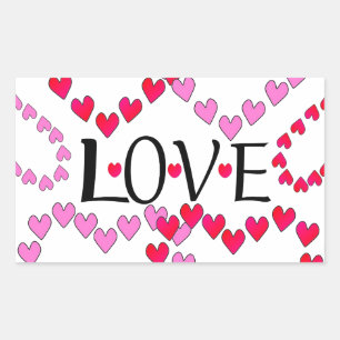 Sticker Rectangulaire LOVE ROUGE ROSE DE Tiny Hearts