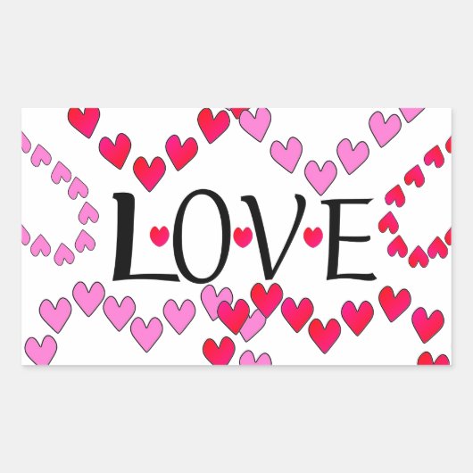 Sticker Rectangulaire LOVE ROUGE ROSE DE Tiny Hearts (Devant)