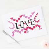 Sticker Rectangulaire LOVE ROUGE ROSE DE Tiny Hearts (Enveloppe)