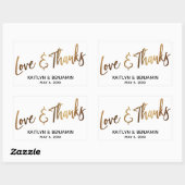 Sticker Rectangulaire Love & Thanks Minimal Gold Handwriting Typographie (Feuille)