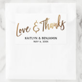 Sticker Rectangulaire Love & Thanks Minimal Gold Handwriting Typographie (Sac)