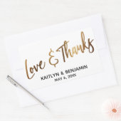 Sticker Rectangulaire Love & Thanks Minimal Gold Handwriting Typographie (Enveloppe)
