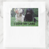 Sticker Rectangulaire LR I Love My Labs avec photo (Sac)