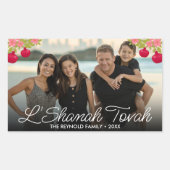 Sticker Rectangulaire L'Shanah Tovah Script Photo Fleur de grenade (Devant)