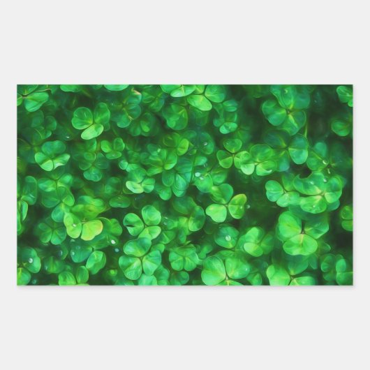 Sticker Rectangulaire Lucky Celtic Irish Green Shamrocks (Devant)