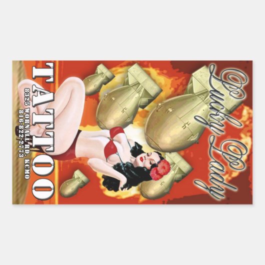 Sticker Rectangulaire Lucky Lady Tattoo (Devant)