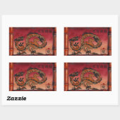Sticker Rectangulaire Lucky Red Dragon, Nouvel An chinois (Feuille)