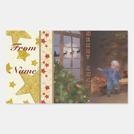 Sticker Rectangulaire Luges de Noël (Devant)