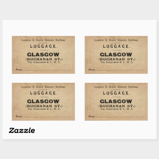 Sticker Rectangulaire Luggage Glasgow (Feuille)