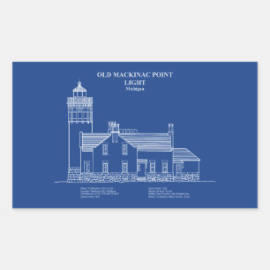 Sticker Rectangulaire Lumière Old Mackinac Point - Michigan - AD