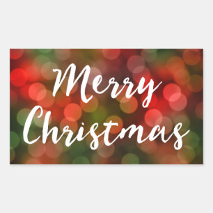 Sticker Rectangulaire Lumières de Bokeh de Joyeux Noël