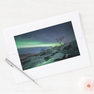 Sticker Rectangulaire Lumières du Nord Norvège