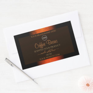 Sticker Rectangulaire Lumineuse orange Brown Marbre produit Logo Étiquet