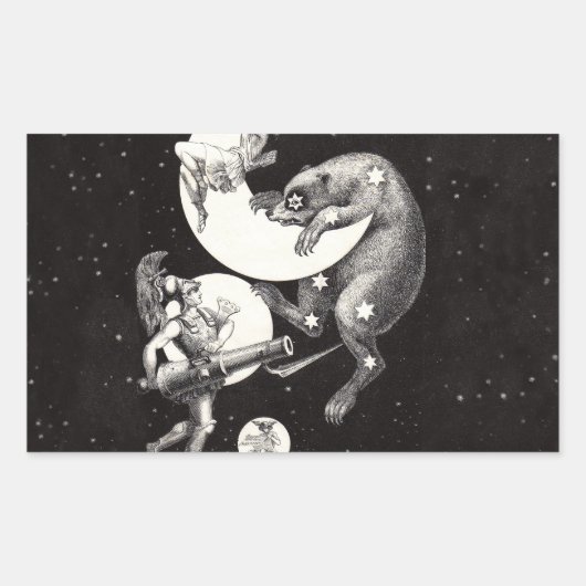 Sticker Rectangulaire Lune céleste ciel Univers Dieu Nuit Illustration (Devant)