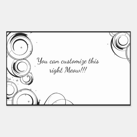 Sticker Rectangulaire Lune de chat cosmique et étoiles (Devant)