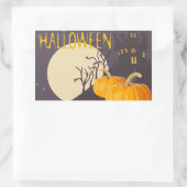 Sticker Rectangulaire Lune d'Halloween Éffrayante vintage et Citrouille  (Sac)