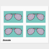 Sticker Rectangulaire Lunettes de soleil Patriotic PopArt (Feuille)