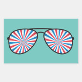 Sticker Rectangulaire Lunettes de soleil Patriotic PopArt (Devant)