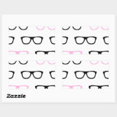 Sticker Rectangulaire lunettes geek geek rose (Feuille)