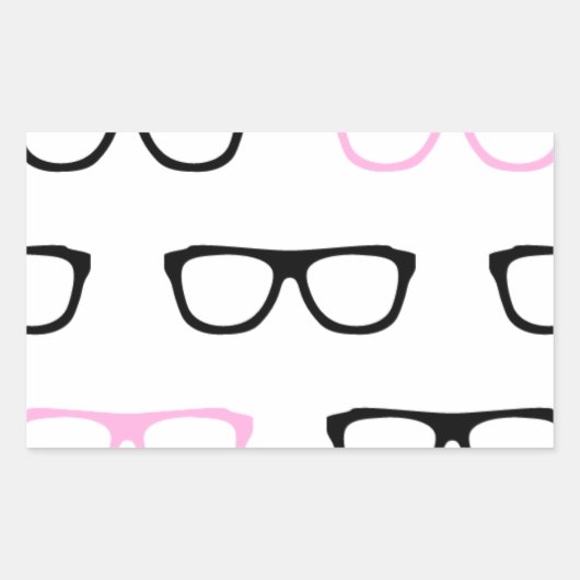 Sticker Rectangulaire lunettes geek geek rose (Devant)