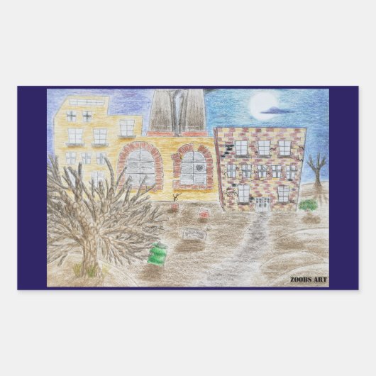 Sticker Rectangulaire L'usine cassée de machines condamnées (Devant)