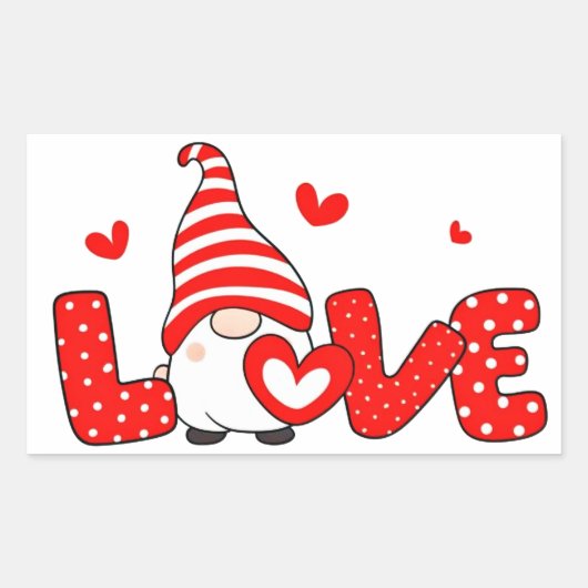 Sticker Rectangulaire Lutin de la Saint-Valentin (Devant)