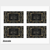 Sticker Rectangulaire Luxe Black and Gold Great Gatsby Mariage (Feuille)