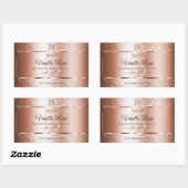 Sticker Rectangulaire Luxe Rose Gold Parties scintillant Initiales Produ (Feuille)