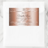 Sticker Rectangulaire Luxe Rose Gold Parties scintillant Initiales Produ (Sac)