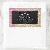 Sticker Rectangulaire Luxueux Black Pink Gold Parties scintillant Étique (Sac)