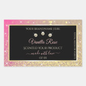 Sticker Rectangulaire Luxueux Black Pink Gold Parties scintillant Étique (Devant)