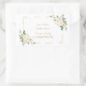 Sticker Rectangulaire Luxueux Blanc Roses sauvages Première Sainte Commu (Sac)