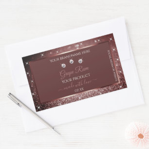 Sticker Rectangulaire Luxueux Bourgogne Parties scintillant étincelante 