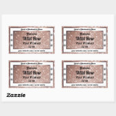 Sticker Rectangulaire Luxueux Rose Parties scintillant or Bijoux produi (Feuille)