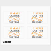 Sticker Rectangulaire M. et Mme 11th Anniversary (Feuille)
