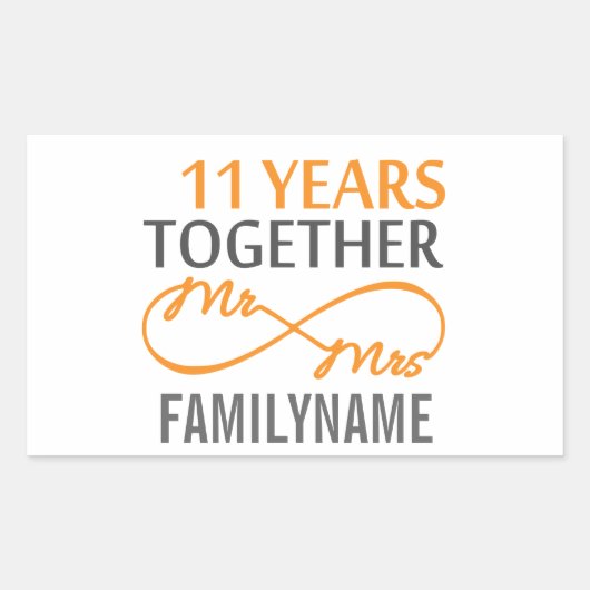 Sticker Rectangulaire M. et Mme 11th Anniversary (Devant)