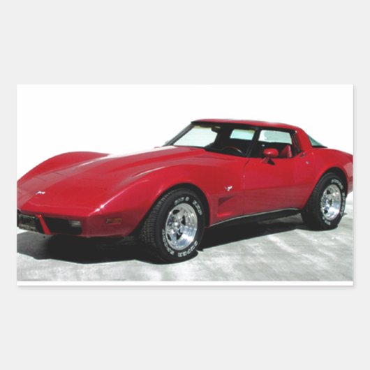 Sticker Rectangulaire Ma Corvette rouge de 1979 (Devant)