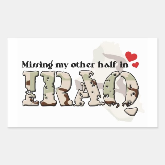 Sticker Rectangulaire Ma moitié en Irak m'a manqué (Devant)
