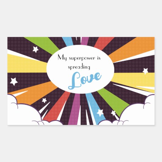 Sticker Rectangulaire Ma superpuissance répand l'Amour. (Devant)