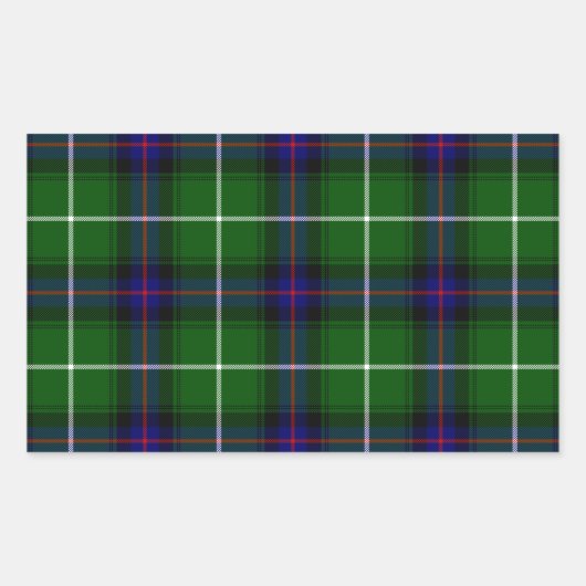 Sticker Rectangulaire MacDonald tartan bleu vert plaid (Devant)