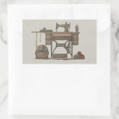 Sticker Rectangulaire Machine à coudre et chatons (Sac)
