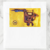 Sticker Rectangulaire Machine de tatouage Vintage (Jaune) (Sac)