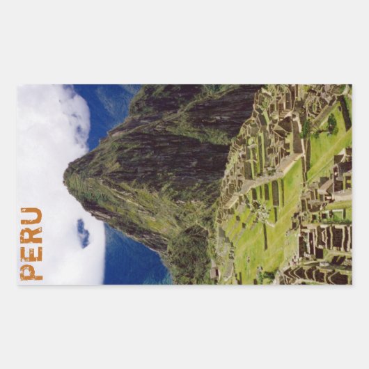 Sticker Rectangulaire Machu Picchu, Pérou (Devant)