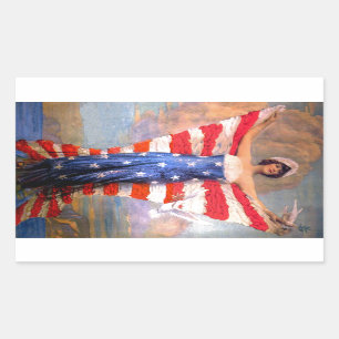 Sticker Rectangulaire Madame vintage de drapeau américain patriotique d