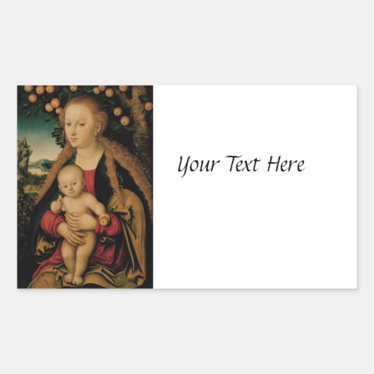 Sticker Rectangulaire Madonna et Christ Enfant sous pommier (Devant)