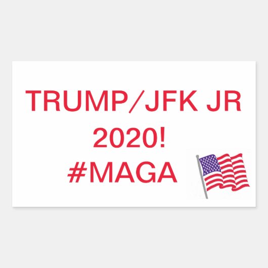 STICKER RECTANGULAIRE MAGA ! VOTEZ POUR TRUMP/JFK JR 2020 ! (Devant)