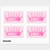 Sticker Rectangulaire Magenta Princess Crown sur Arrière - plan rose (Feuille)